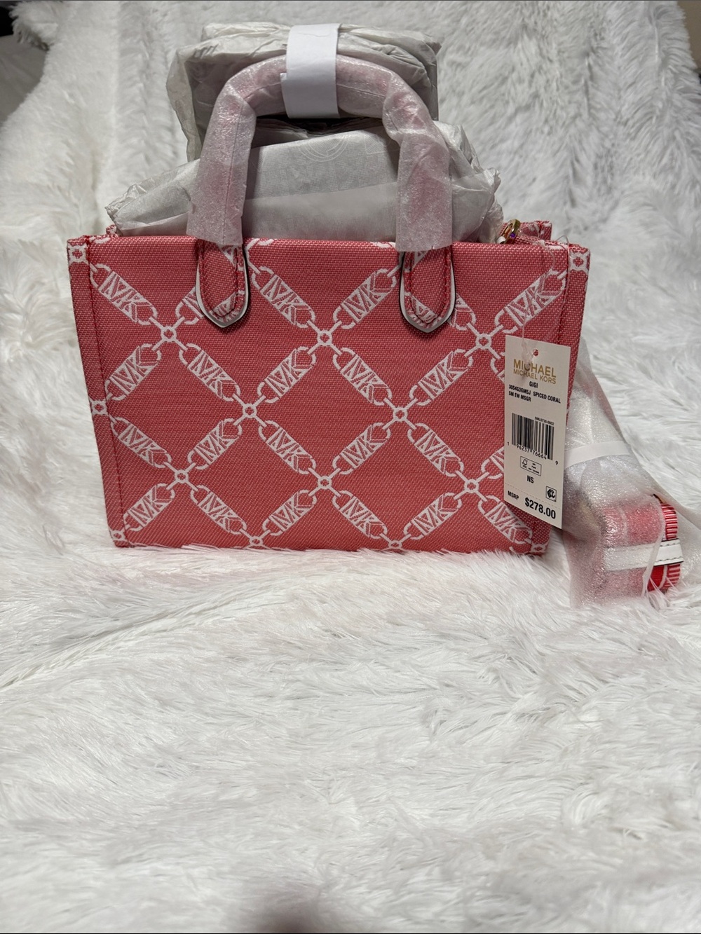 Michael Kors Coral Pink Logo-Print Satchel